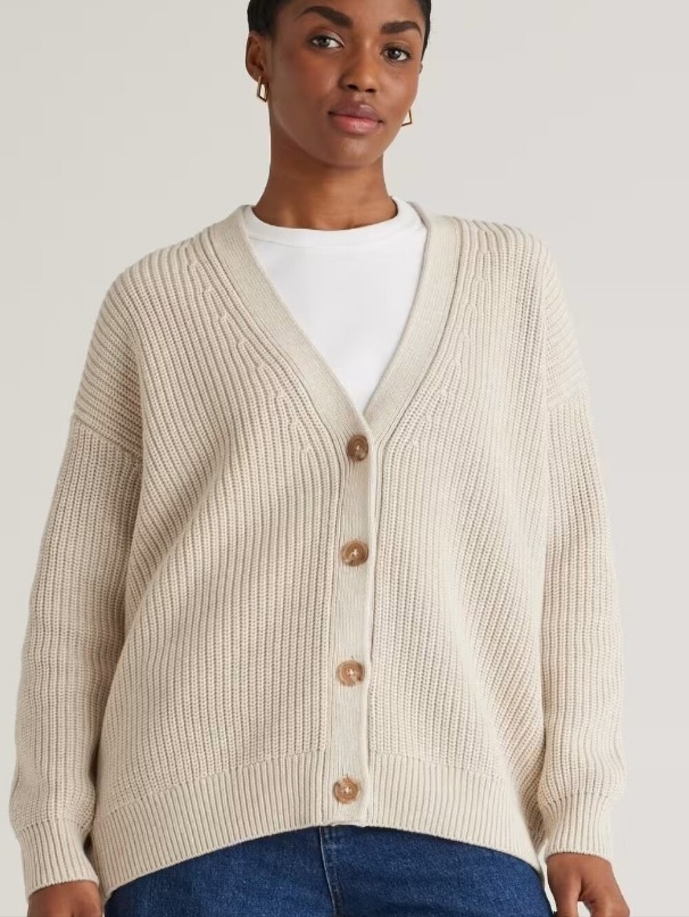 Quince 100% Organic Cotton Oversized Boyfriend Cardigan M